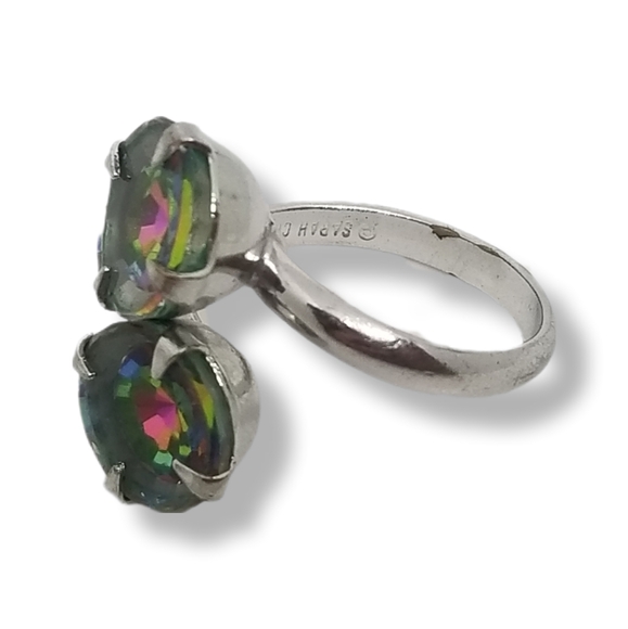 SARAH COVENTRY 1971 "OVER THE RAINBOW" WATERMELON HELLIOTROPE GLASS STONE RING - Picture 4 of 7